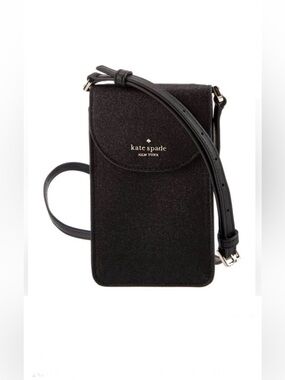 Kate Spade New York Joeley Black Glitter Phone Crossbody Bag